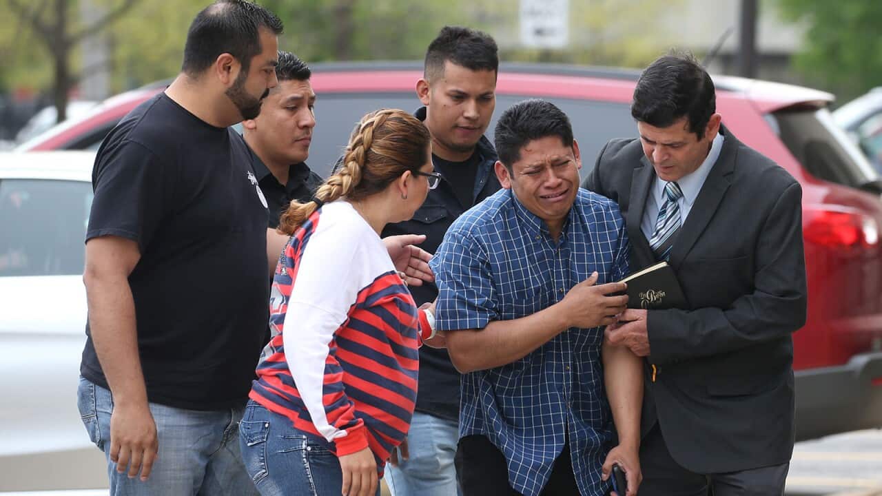 Arnulfo Ochoa, father of 19-year-old Marlen Ochoa-Lopez, who was strangled and her baby boy cut from her womb, visits the Cook County Medical Examiner's office on Thursday, May 16, 2019 in Chicago, Illinois.