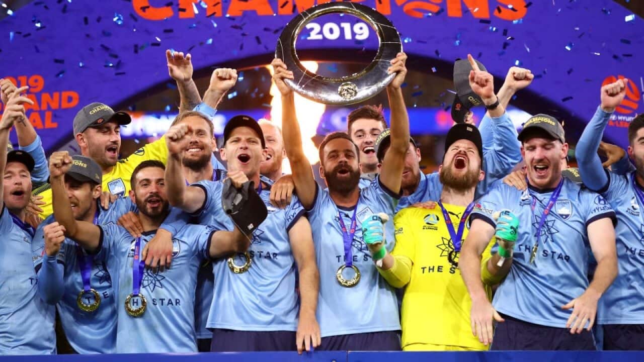 Sydney FC celebrate winning the 2019 A-League grand final against Perth Glory