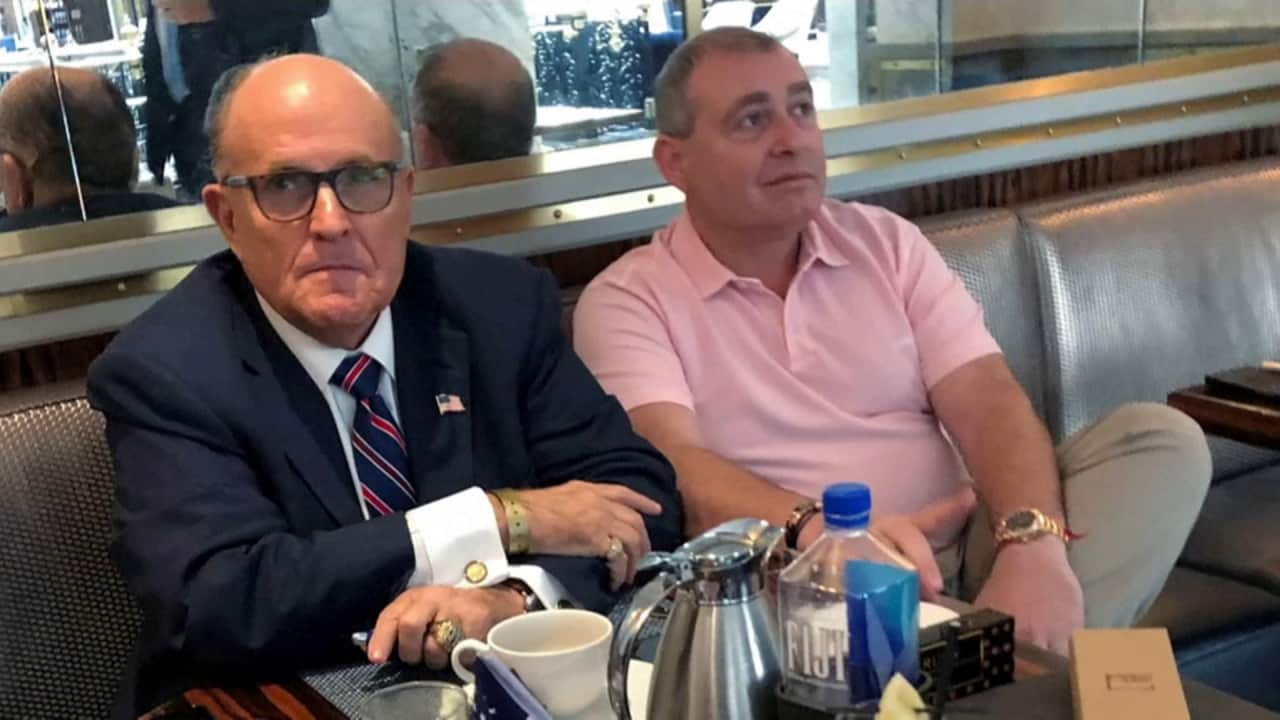 Rudy Giuliani and Lev Parnas at the Trump International Hotel in Washington in September 2019. 