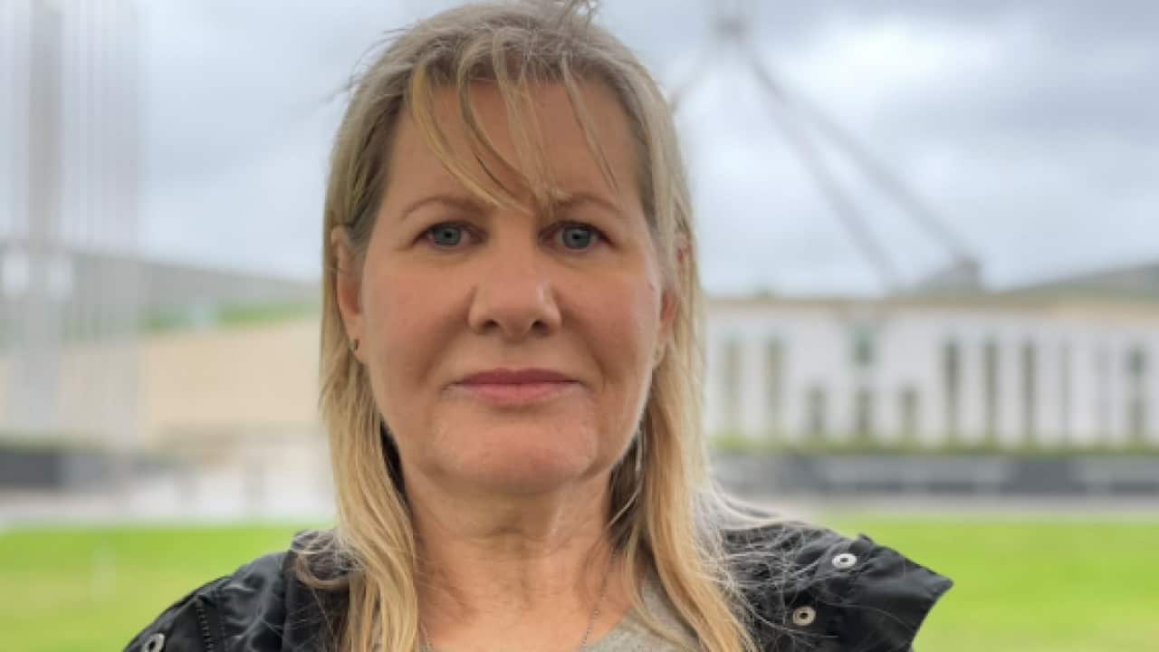 Julie-Ann Finney outside Parliament House in Canberra