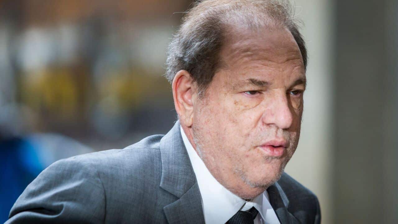 Movie mogul Harvey Weinstein arrives at Manhattan Supreme Court for a new bail hearing.