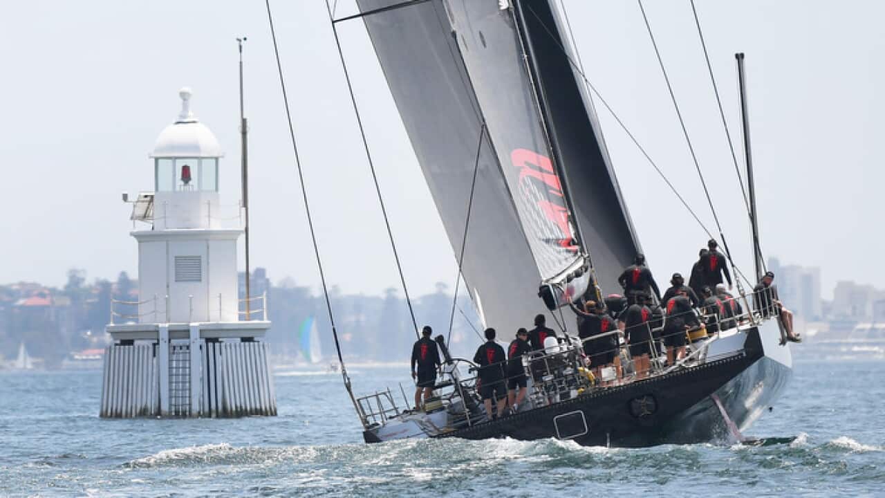 LDV Comanche during a practice sail ahead of the Sydney to Hobart in Sydney