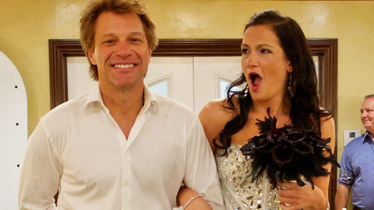 US musician Jon Bon Jovi with Australian bride Branka Delic.
