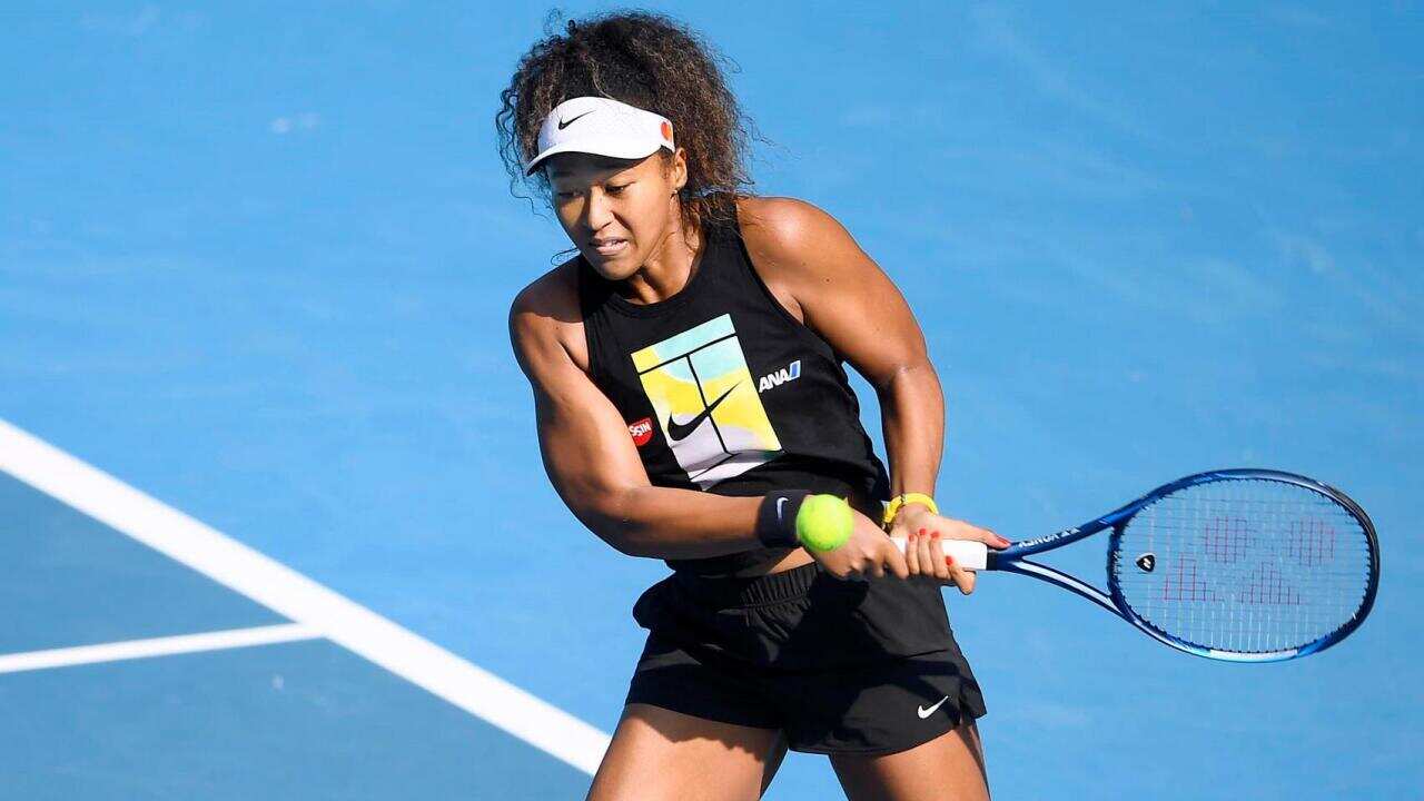 Japanese tennis player Naomi Osaka practices in Melbourne ahead of the Australian Open