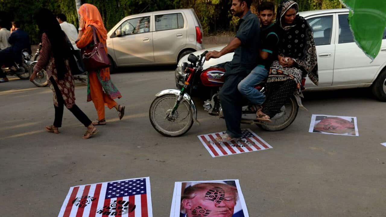 An anti-Trump protest in Pakistan.