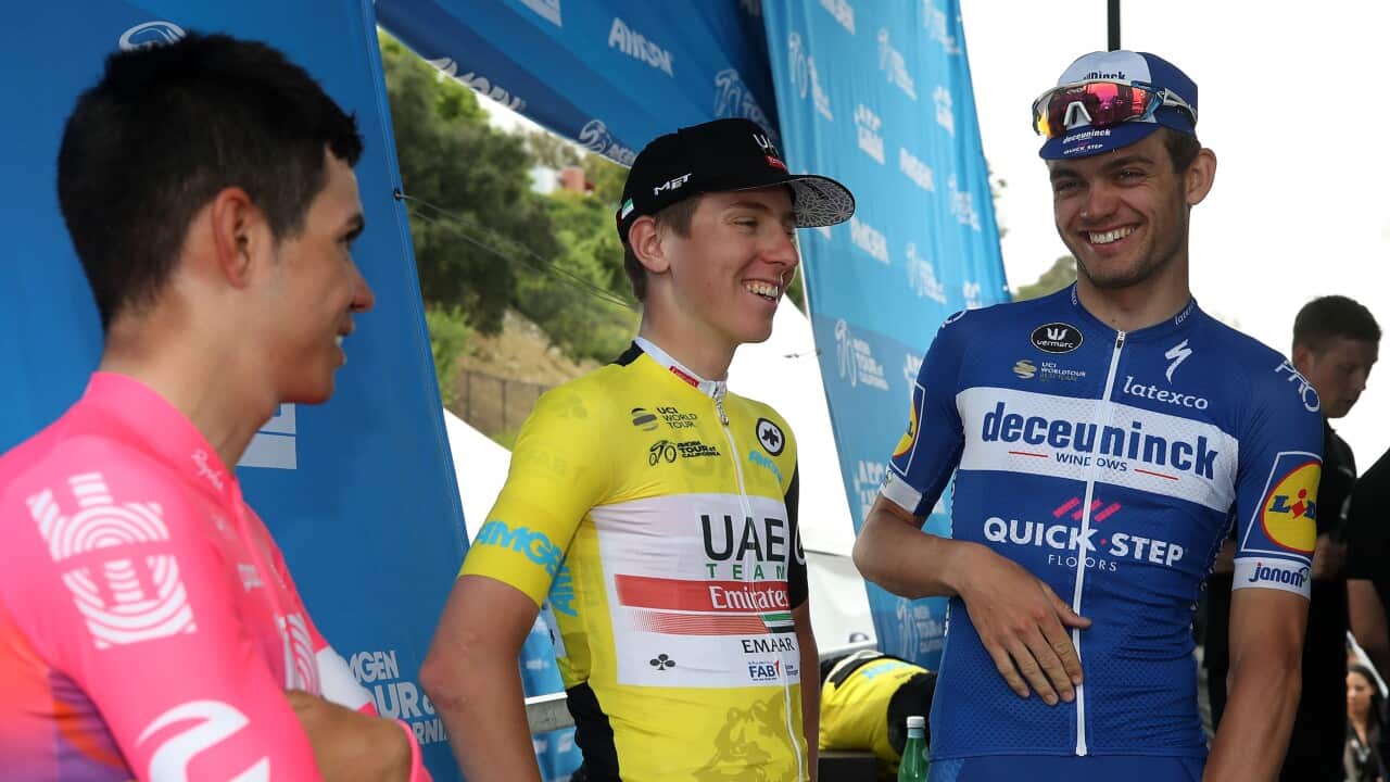 Sergio Higuita, Tadej Pogacar, Kasper Asgreen, Tour of California