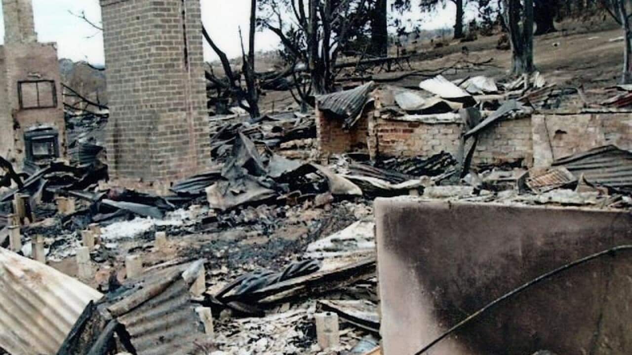 A home destroyed in the Kilmore East bushfire on Black Saturday.