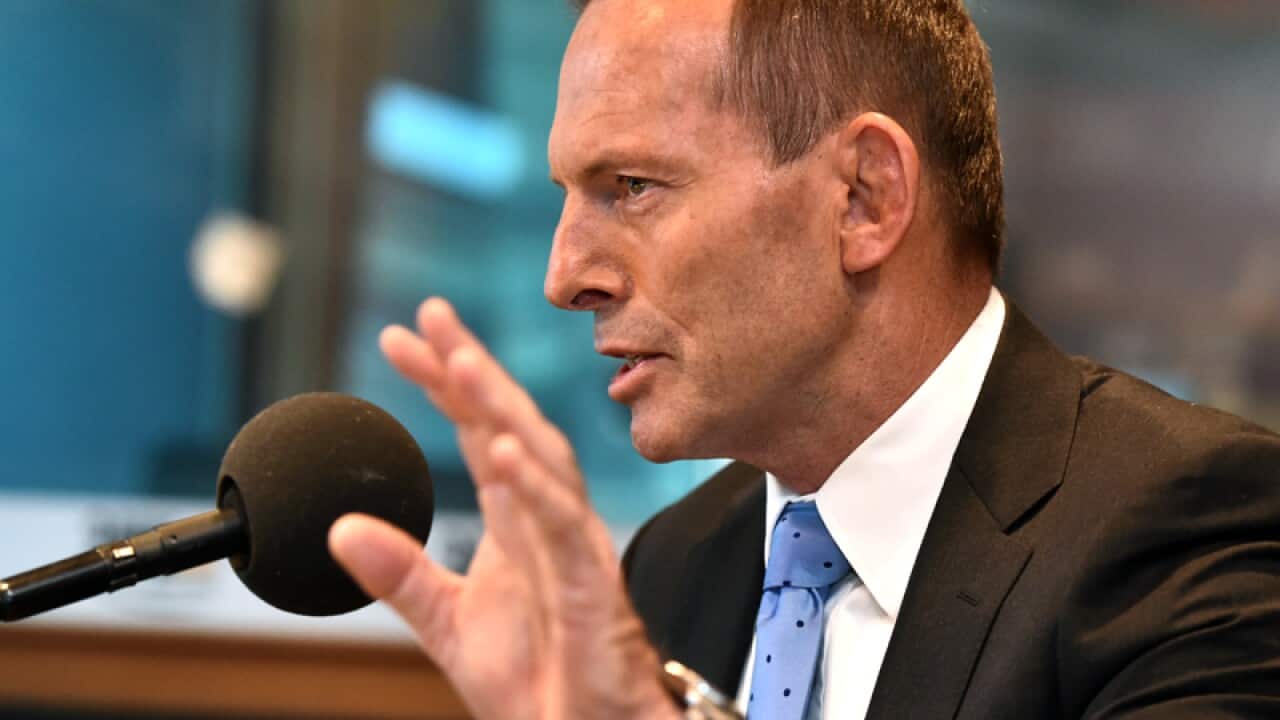 Tony Abbott at the 3AW studio in Melbourne