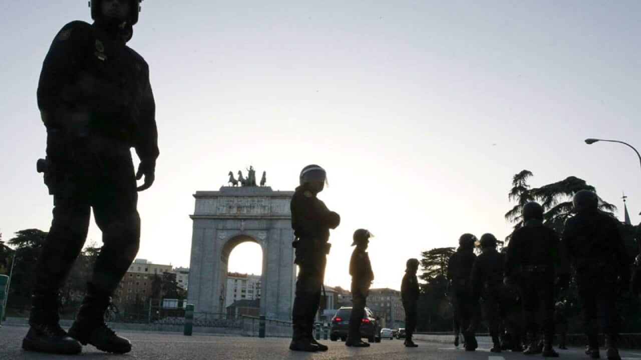 Police in Madrid, Spain.