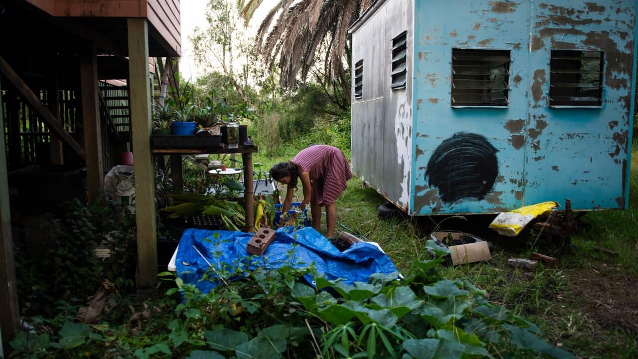 Squatters living in formerly vacant, water-damaged homes in Lismore have vowed to stay (AAP)