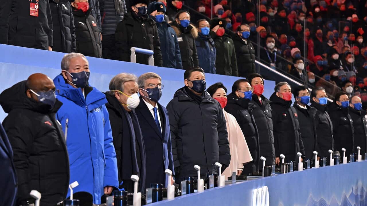 Chinese President Xi Jinping attends the opening ceremony of the Beijing Winter Olympics.