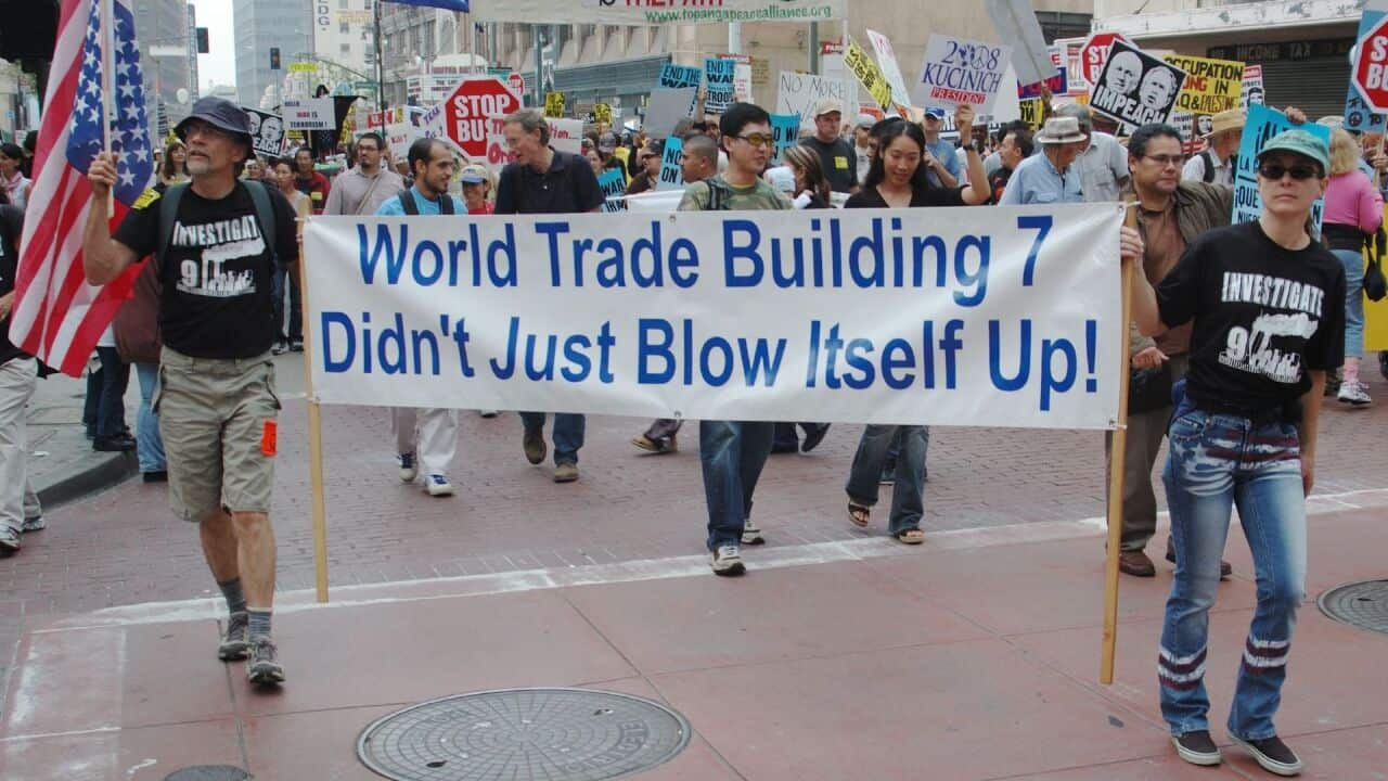 9/11 'Truthers' at a protest in Los Angeles (Damon D'Amato/CC BY).