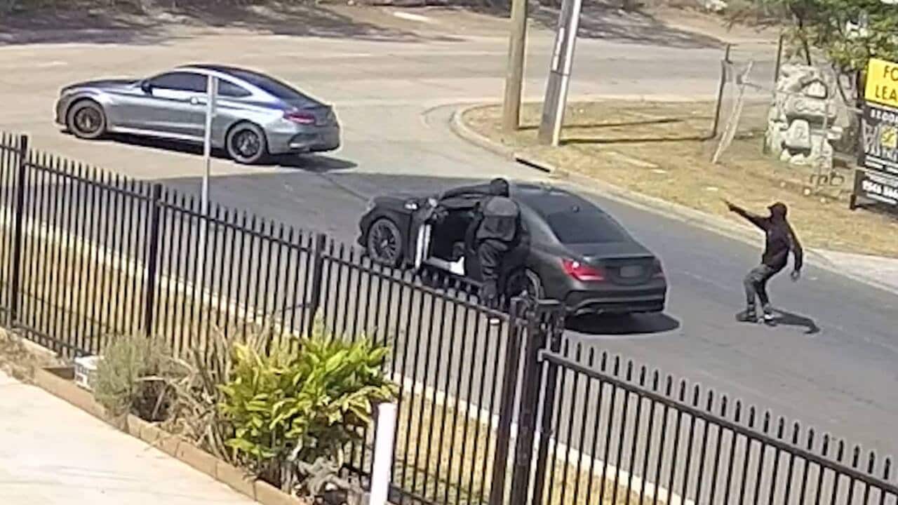 Suspects shooting at an AMG Mercedes in Revesby, Sydney