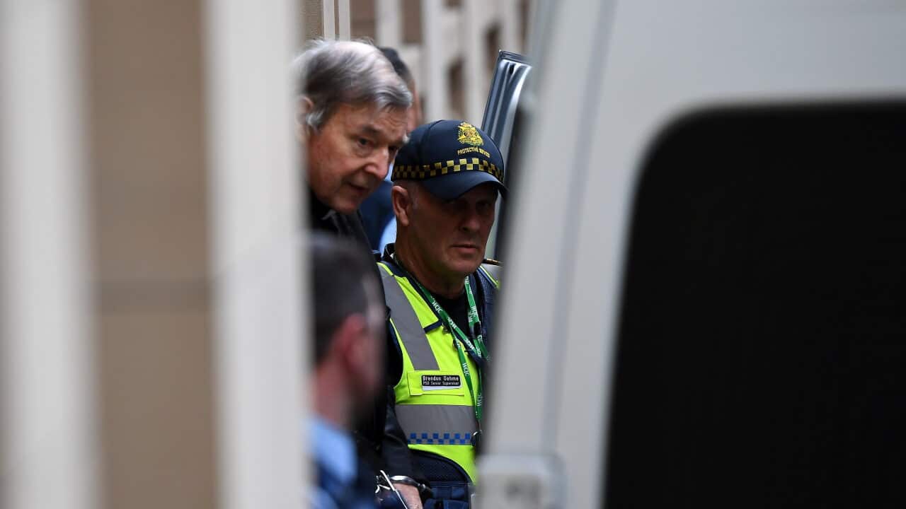 George Pell departs the Supreme Court of Victoria.