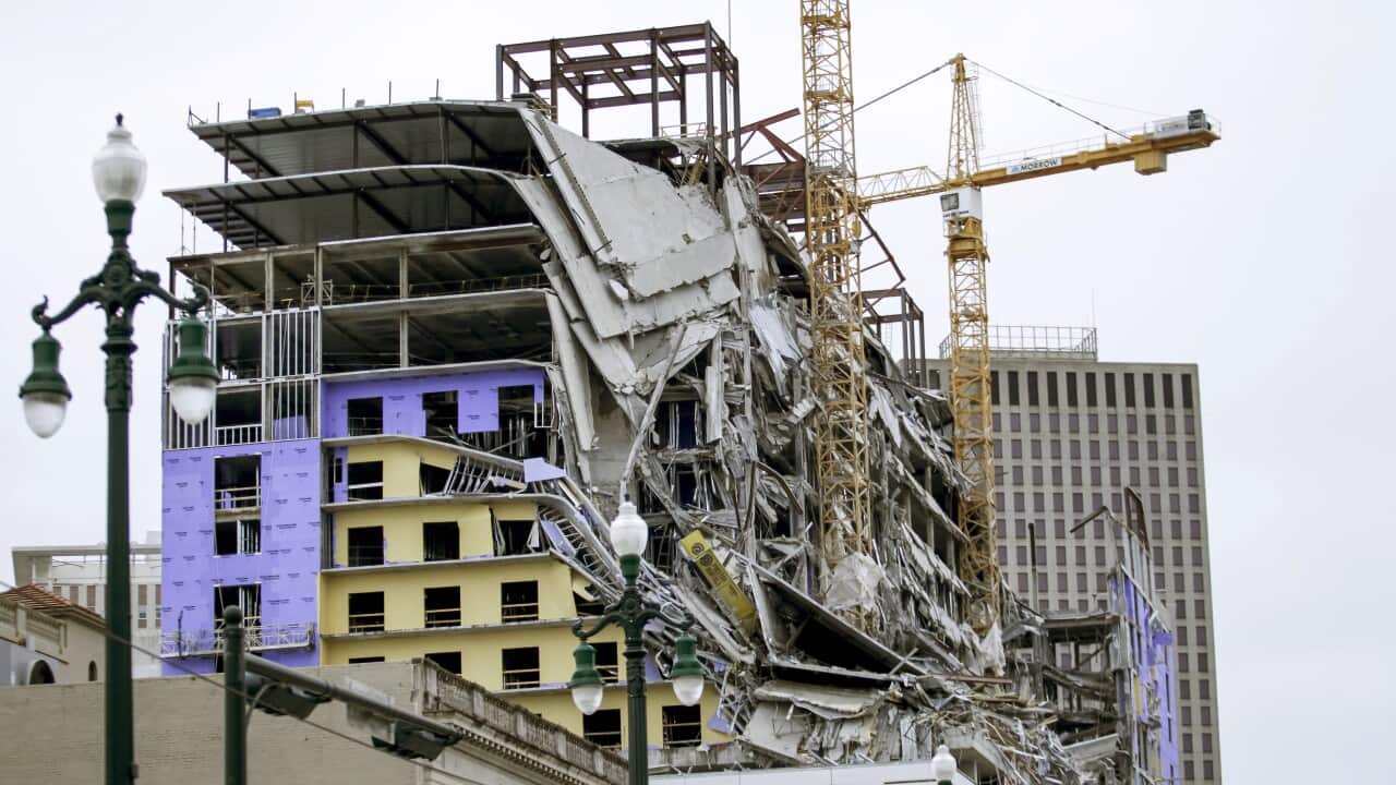 A crane collapsed at the site of a Hard Rock Hotel which was under construction in New Orleans.