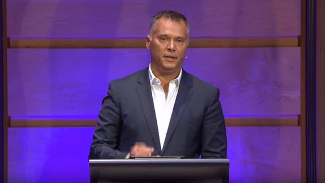 Stan Grant at the IQ2 Racism Debate last year in October. (YouTube)