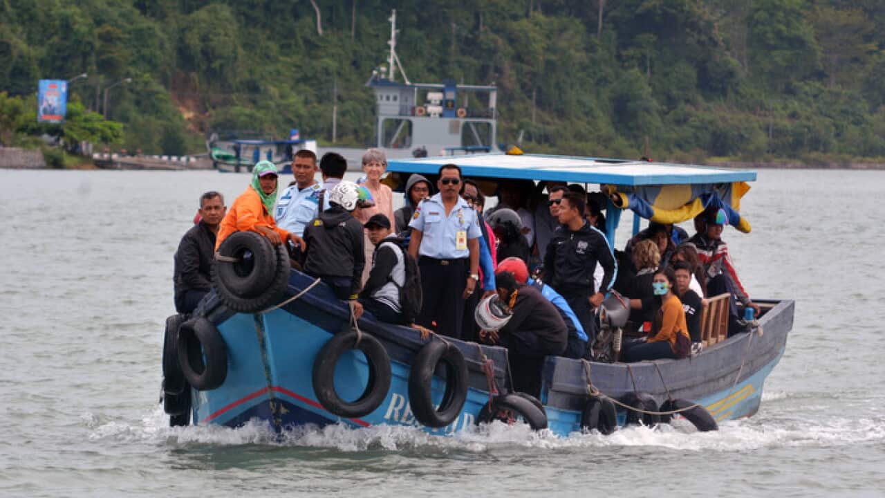 Family members of Myuran Sukumaran and Andrew Chan head back after visiting them on Nusakambangan island