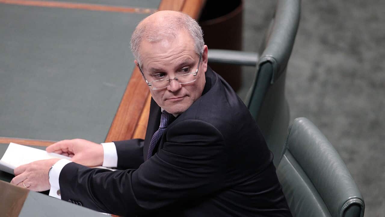 Treasurer Scott Morrison after delivering the budget in the House of Representatives in Canberra.