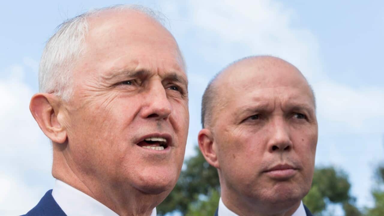 Waziri Mkuu Malcolm Turnbull na waziri wazamani wa maswala ya nyumbani Peter Dutton