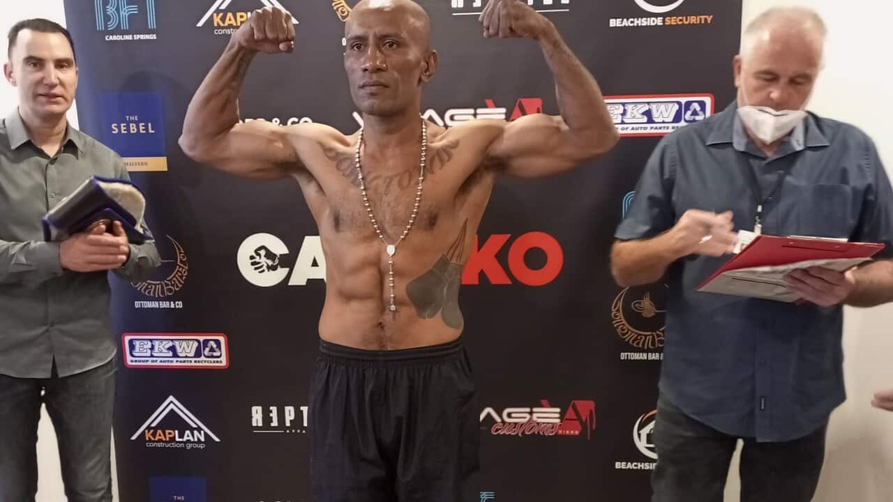 A strong looking Geisler AP weighs in before the fight.