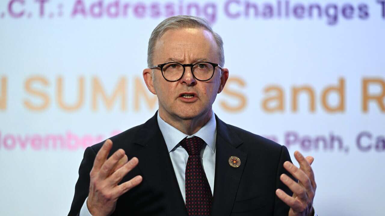 Anthony Albanese speaking at a press conference