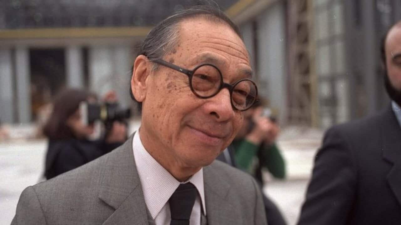 Architect I.M. Pei smiles during a tour of the Jacob Javits Convention Center March 14, 1986, given by Marion Javits, wife of the late New York Senator, who the building was named after. Pei designed the 1.9 million square foot structure. (AP Photo/GPB)