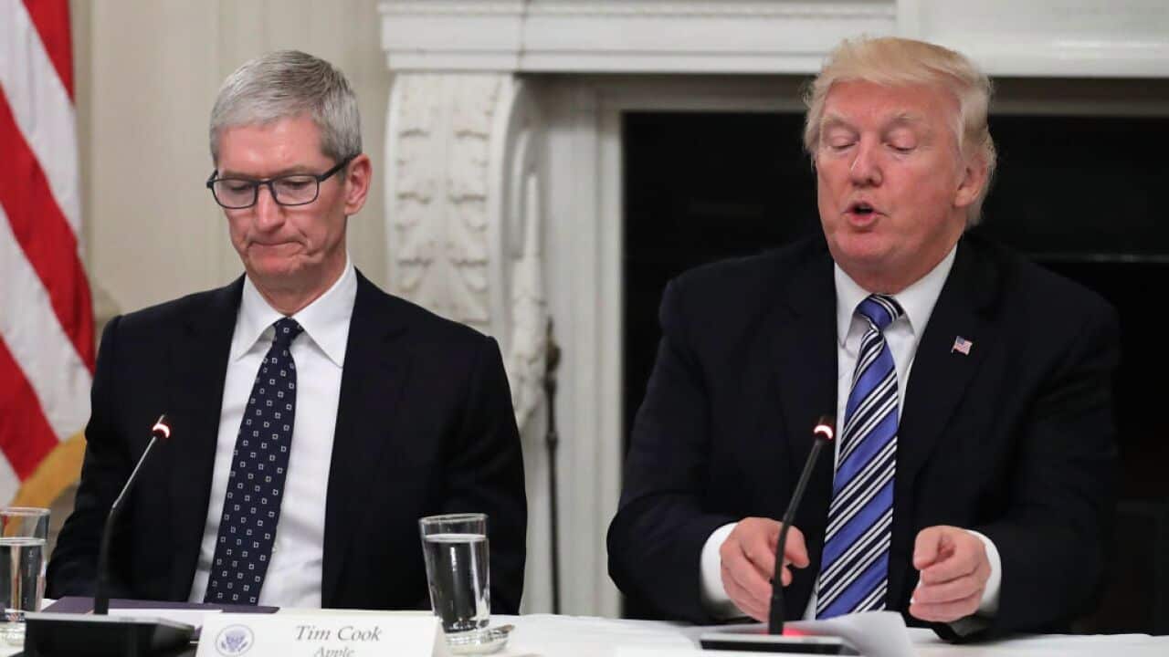 Donald Trump and Tim Cook.
