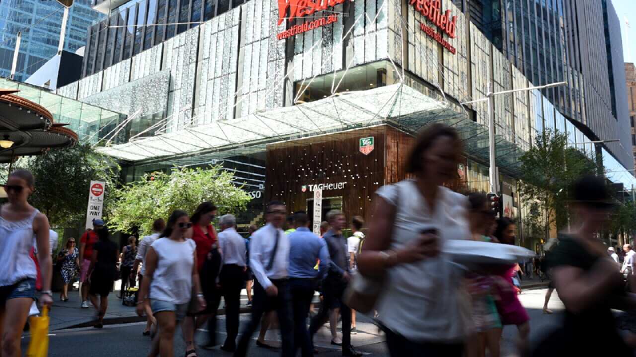 Shoppers outside a Westfield store