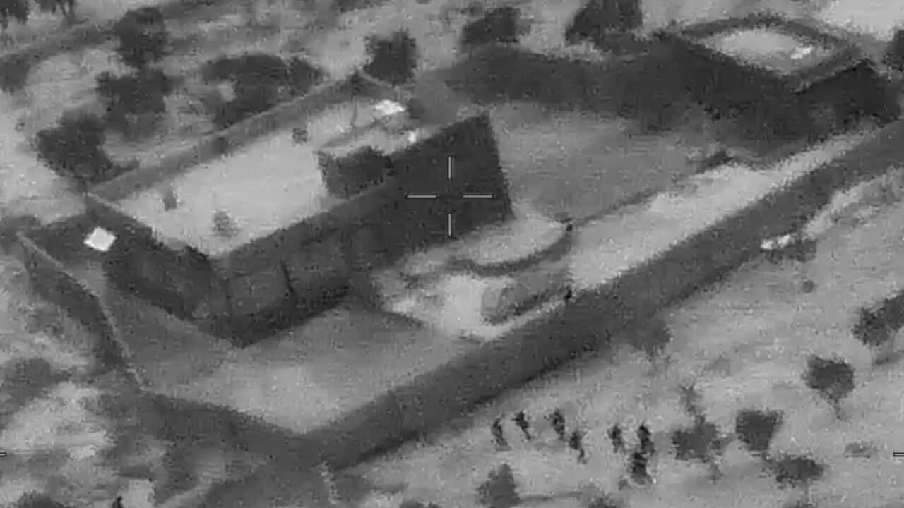 US Defense shows the compound of ISIS Leader Abu Bakr al-Baghdadi during the US forcesraid, northwestern Syria