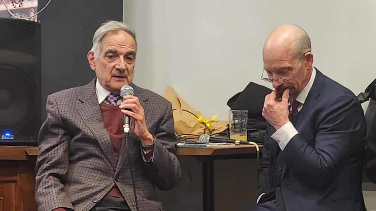 On the left Emeritus Professor Marko Pavlyshyn and Professor Mark Edele, Hansen Professor in History at the University of Melbourne.