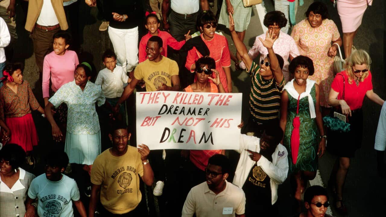 Holding Sign at Dr. King's Funeral