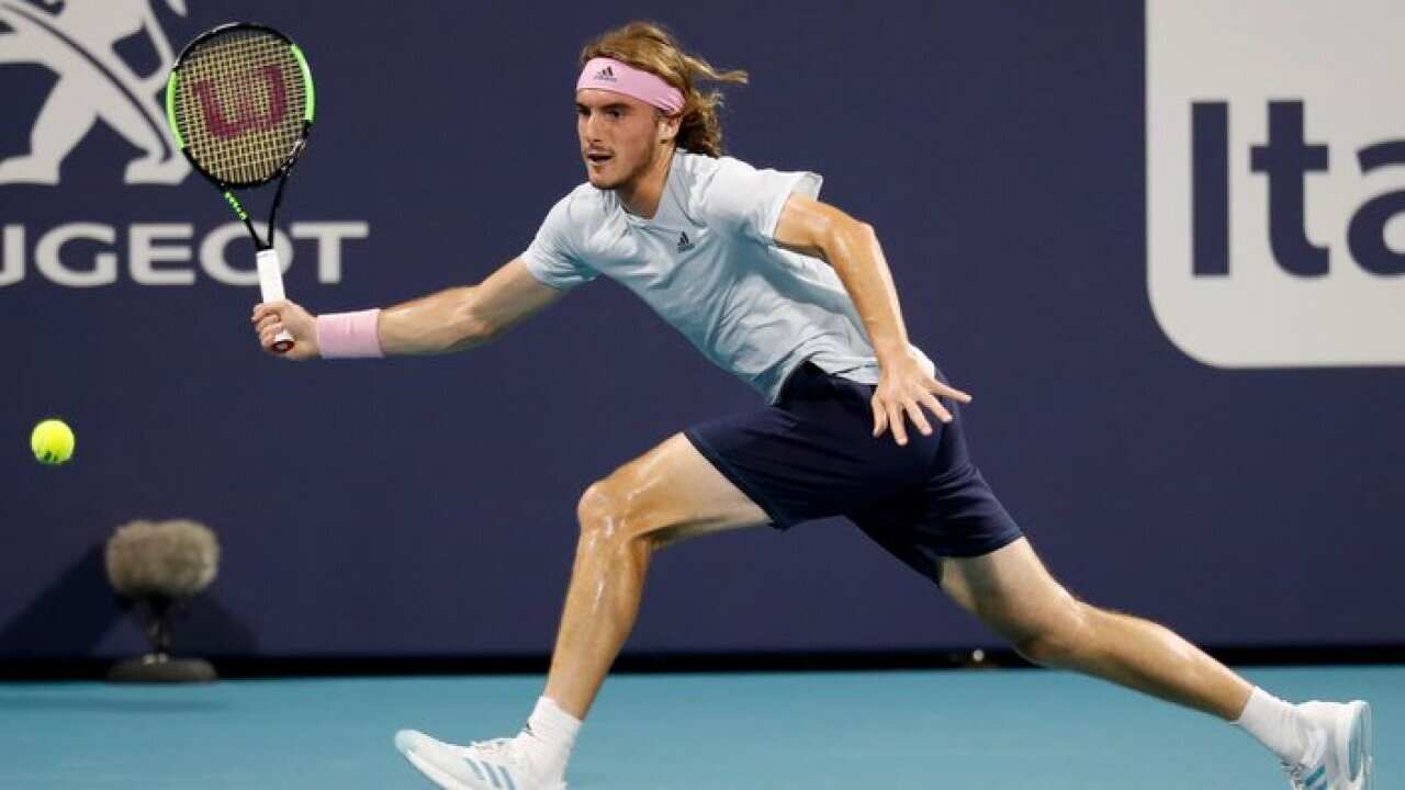 Stefanos Tsitsipas of Greece at the Miami Open.