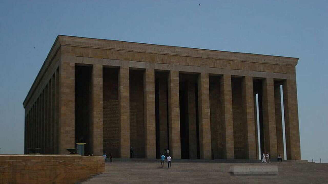 The Anıtkabir (literally, "memorial tomb") the mausoleum of Mustafa Kemal Atatürk,