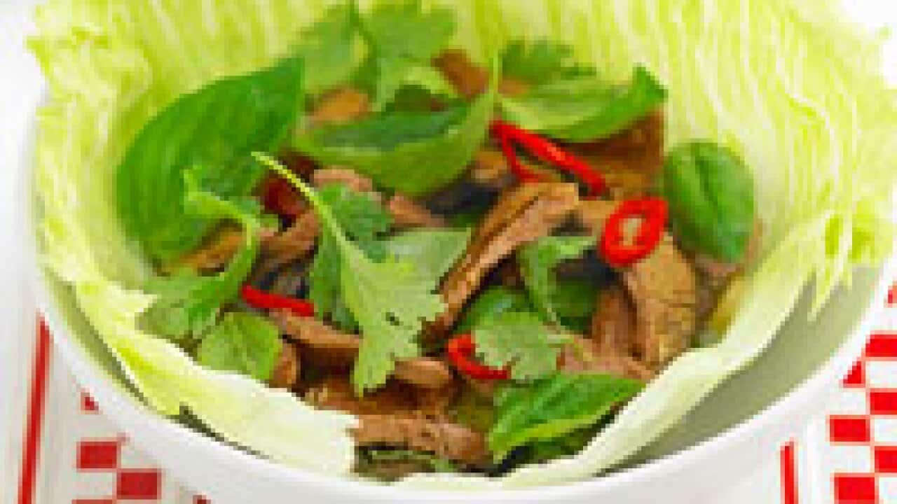 Thai basil lamb with mint and lemongrass