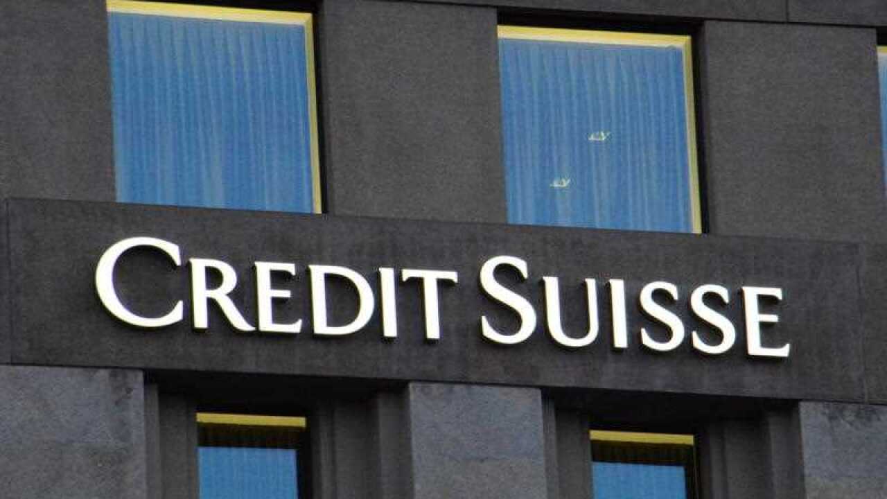 Credit Suisse bank sign in Geneva, Switzerland.