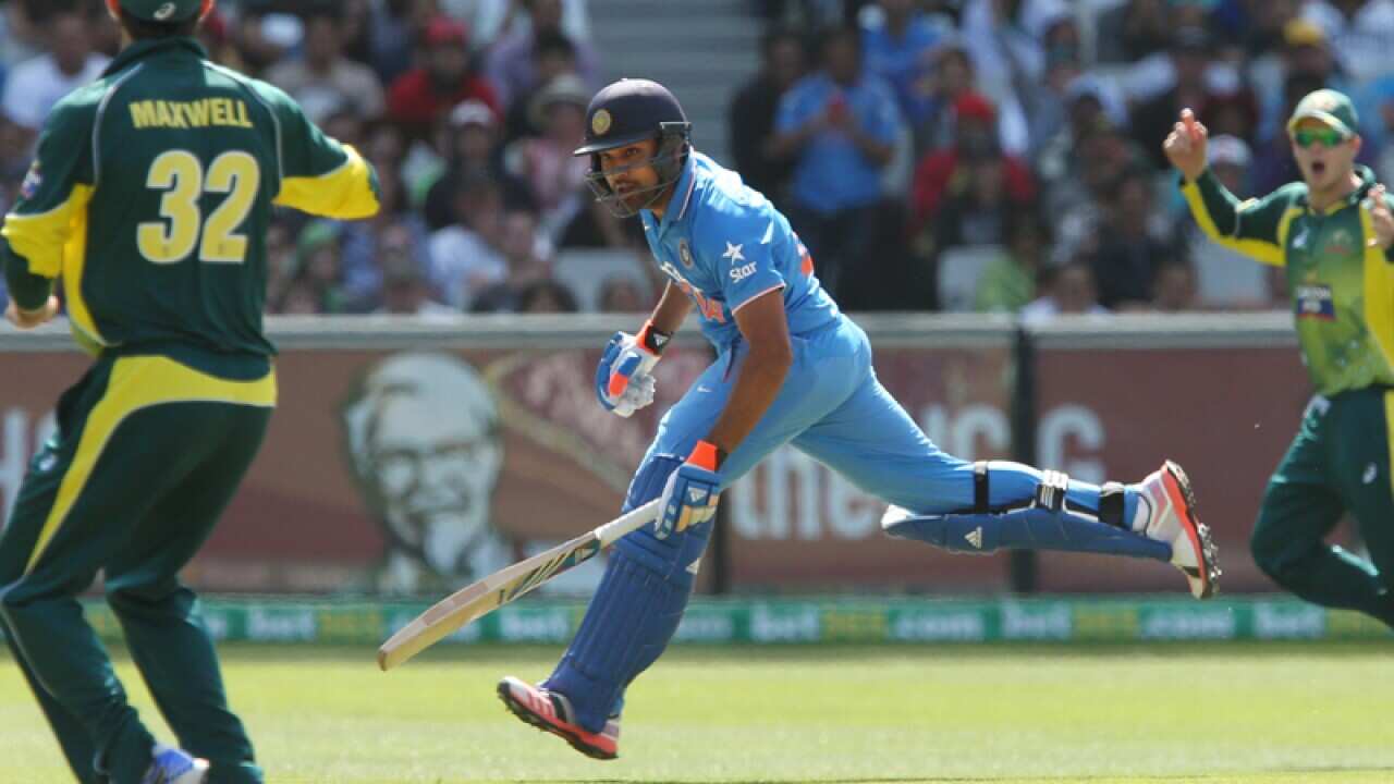 India's Rohit Sharma during the Tri-Series ODI against Australia