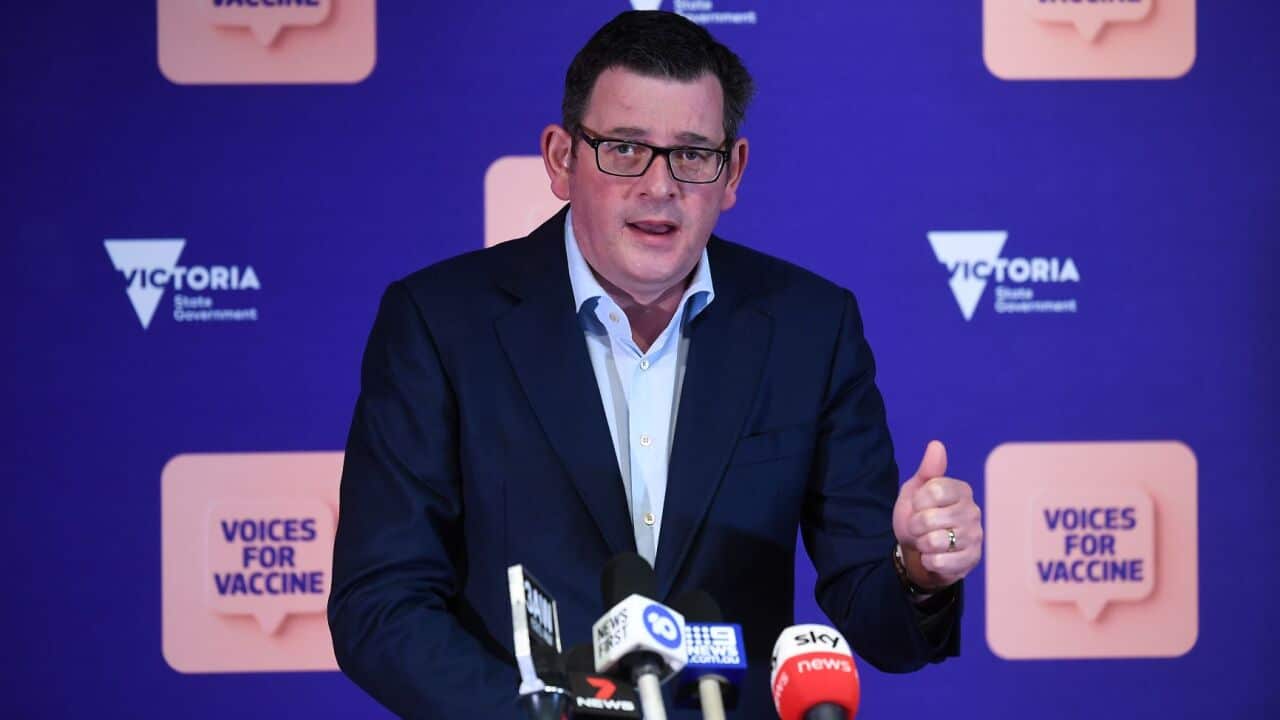 Victorian Premier Daniel Andrews addresses the media during a press conference in Melbourne