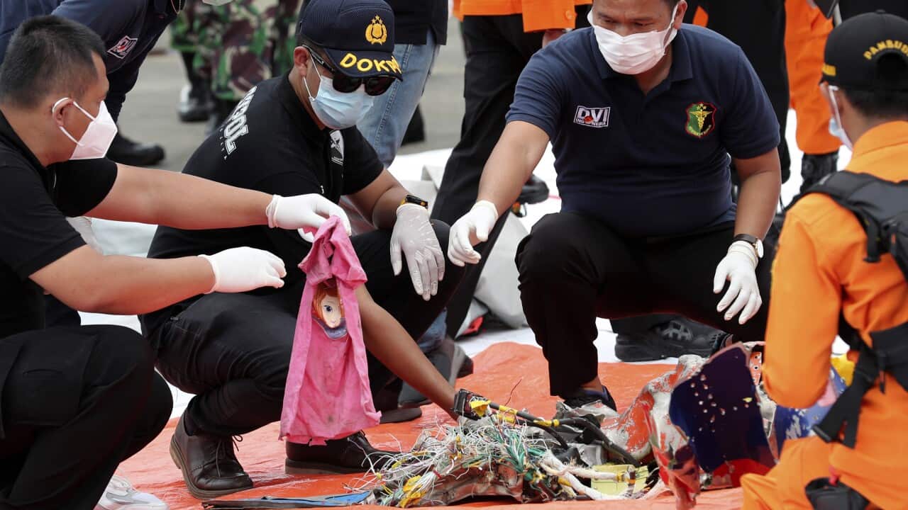 Indonesian rescuers pulled out body parts, pieces of clothing and scraps of metal from the Java Sea.