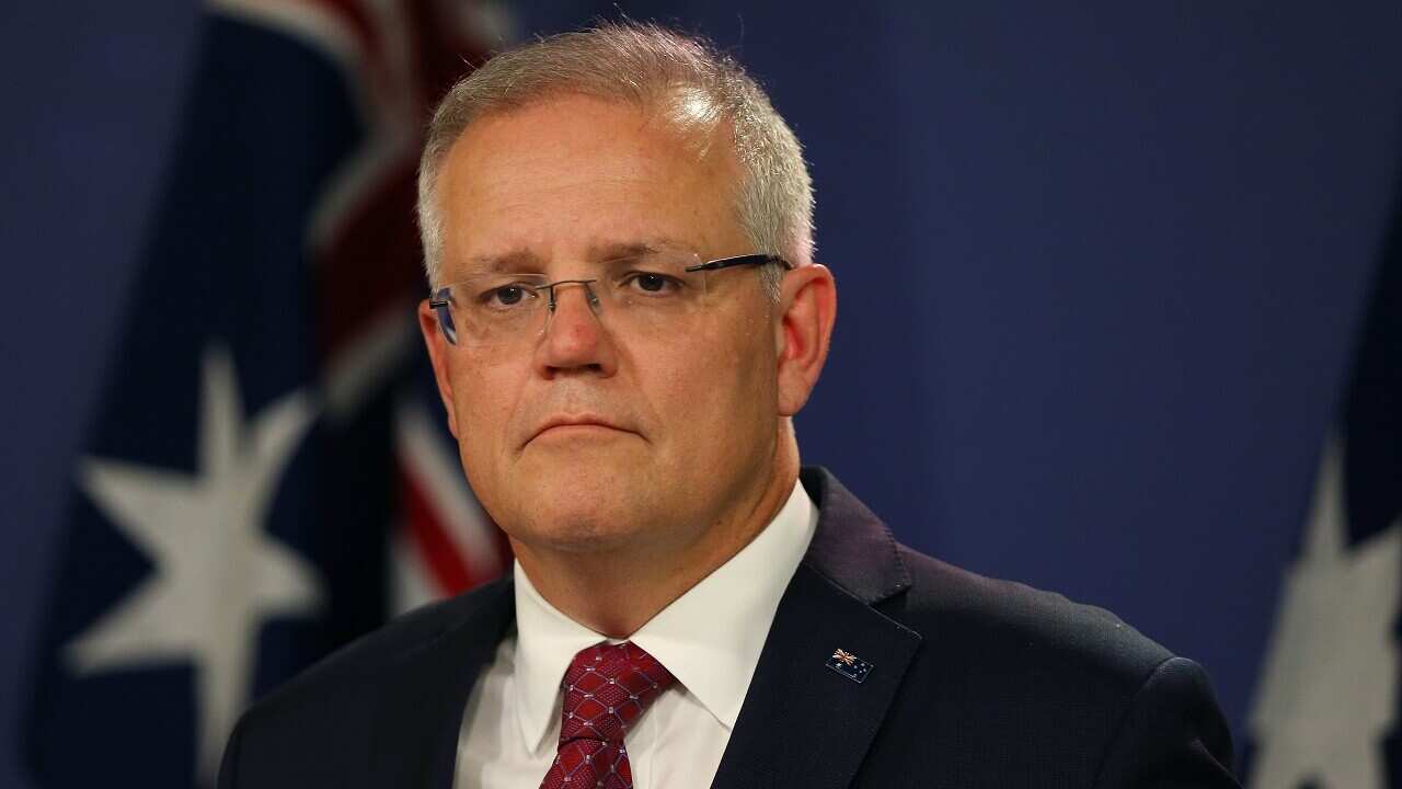 Prime Minister Scott Morrison speaks during a press conference.