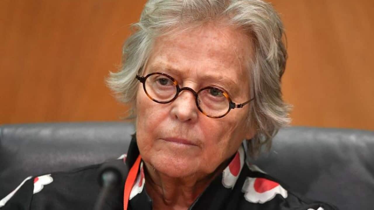 Kerry Schott during a press conference at Parliament House.