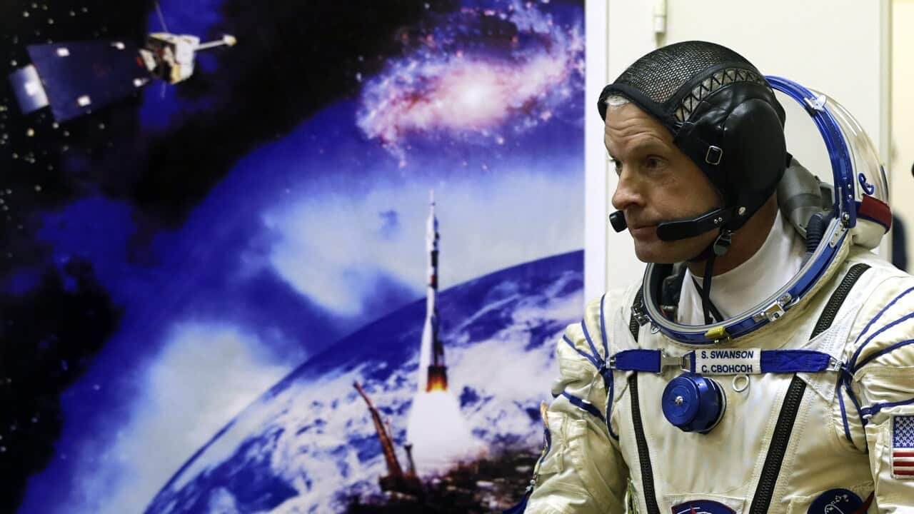 A crew member of a mission to the International Space Station (ISS), US astronaut Steven Swanson. (Getty)