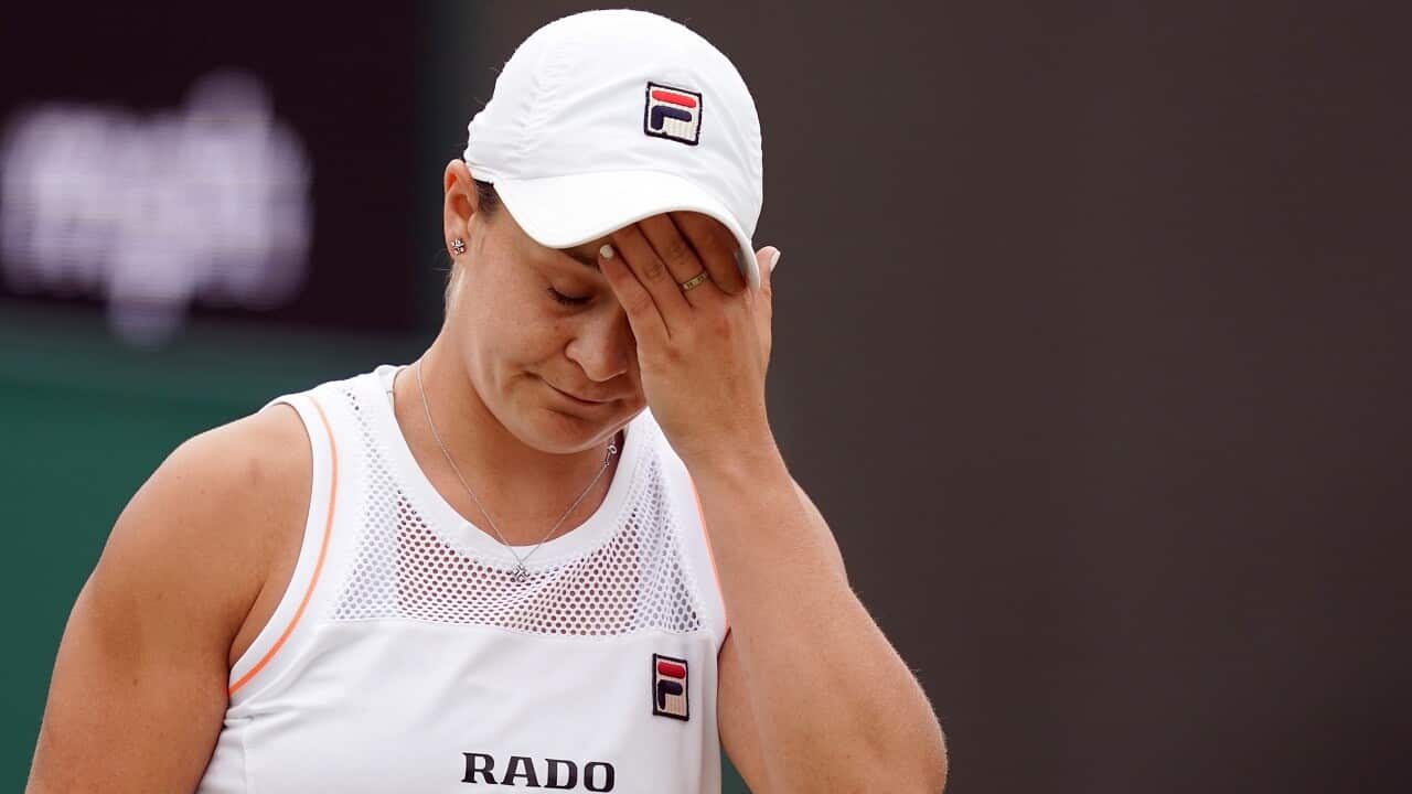 Ashleigh Barty of Australia plays Alison Riske of USA.