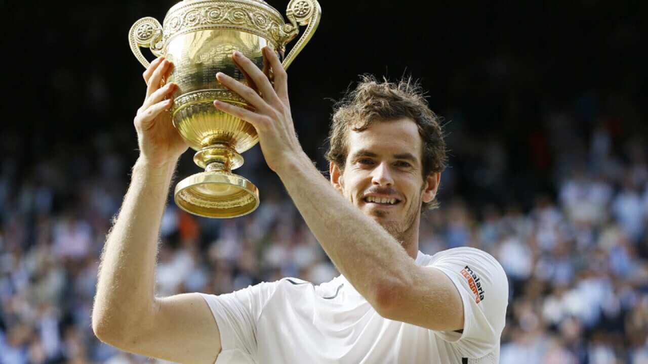 World No.2 Andy Murray with the Wimbledon trophy