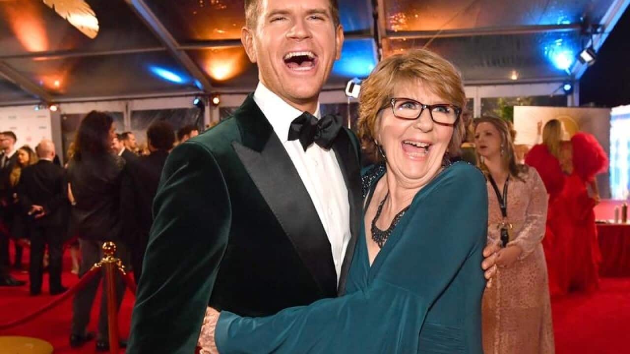 Gold Logie nominee Sam Mac and his mum Loretta McMillan at the Logies.