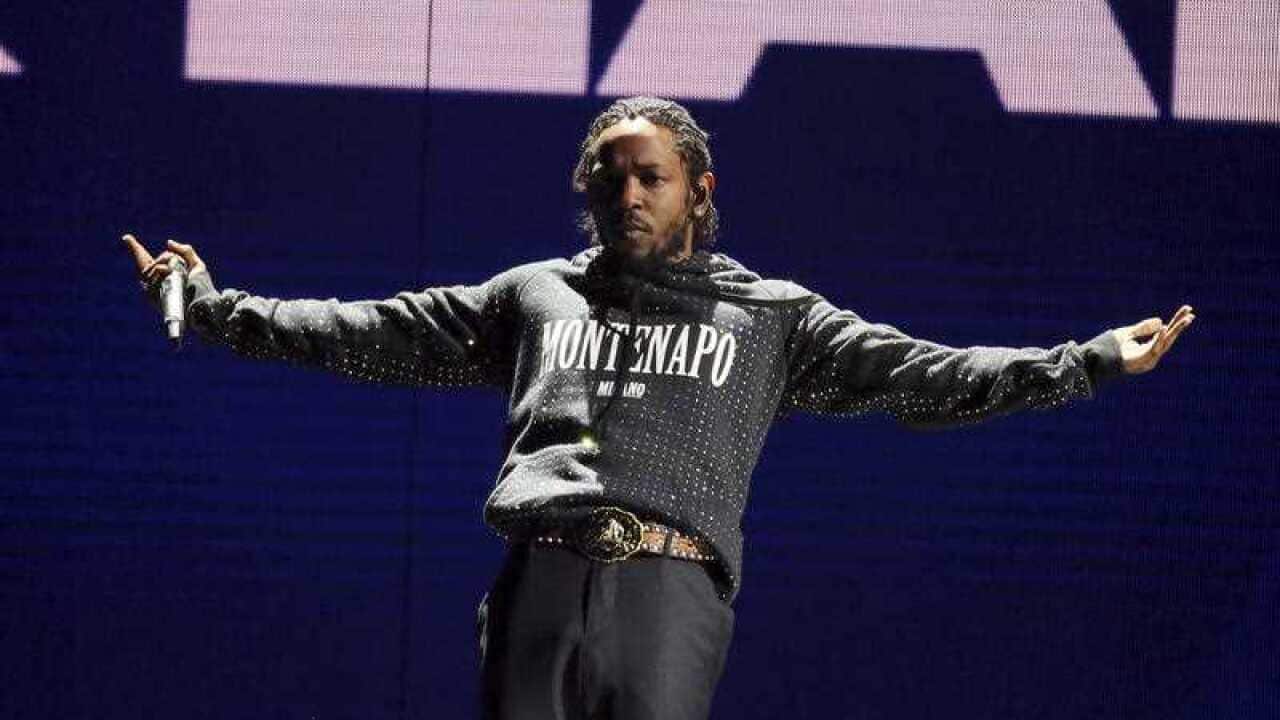 Kendrick Lamar performs at the Brit Awards 2018 in London.