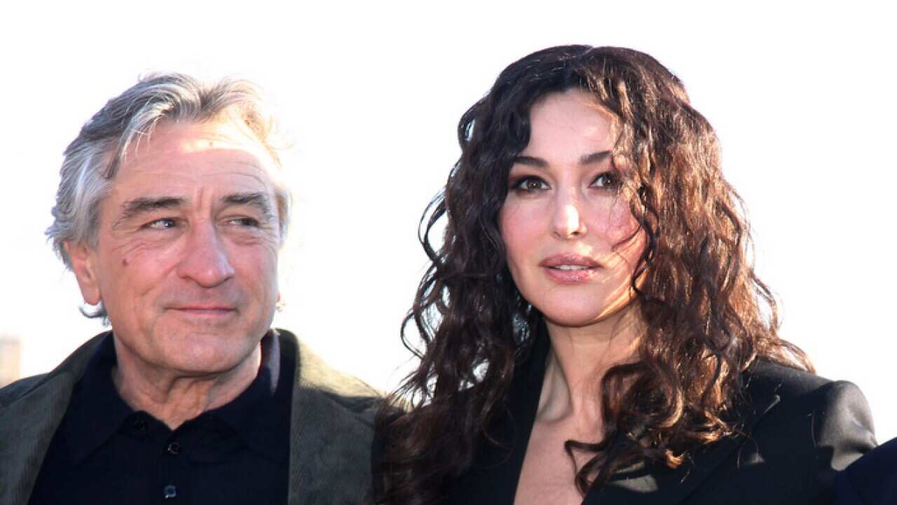 Robert de Niro, Monica Bellucci and Carlo Verdone during the Manuale D'amore 3 Photocall Rome.