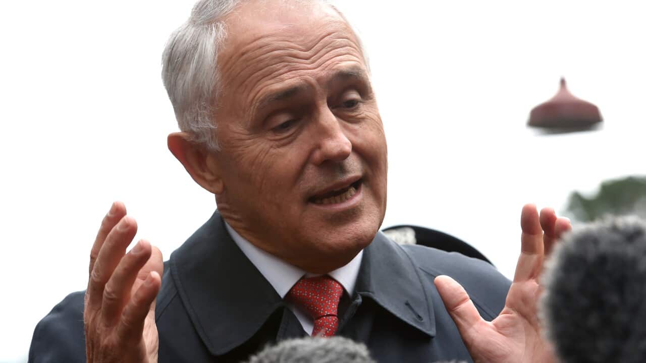 Prime Minister Malcolm Turnbull on the election trail AAP