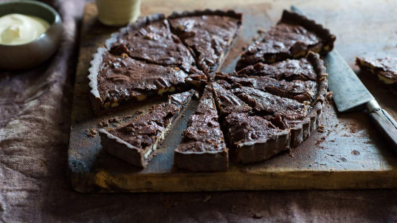 Chocolate and pecan tart