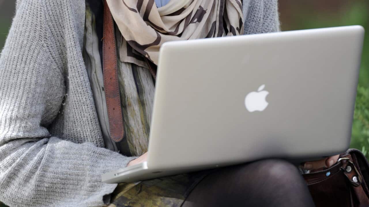 A university student uses a computer