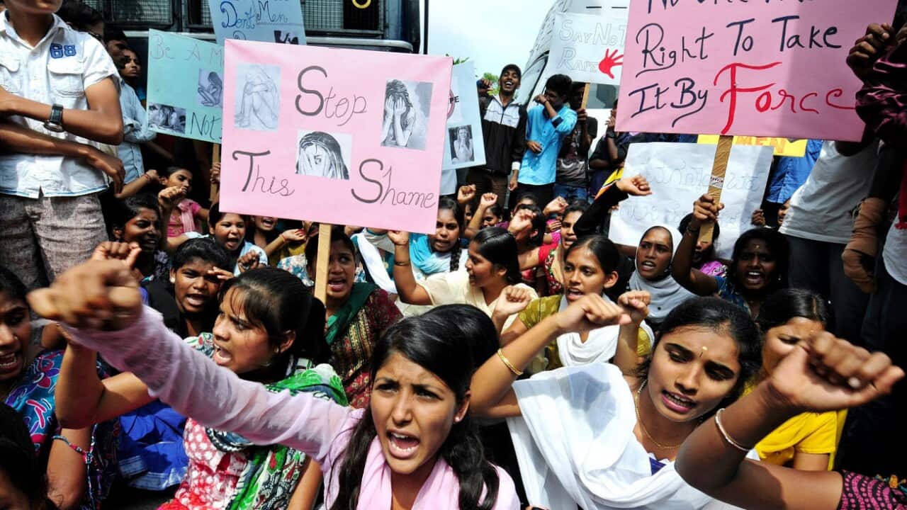 Demonstrators take part in a protest aganist child rape in Bangalore, India, 31 October 2014.